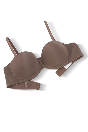 Rosali Tak-Çıkar Askılı Straplez Mikro Sütyen - Push Up, Dolgulu  - Basic - 2539 - Bronz K