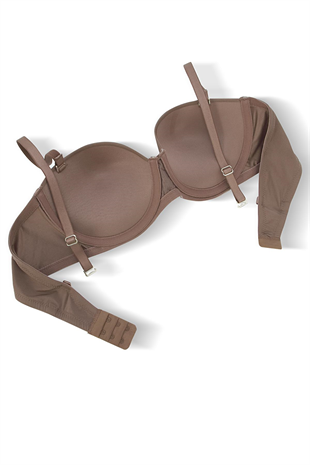 Rosali Tak-Çıkar Askılı Straplez Mikro Sütyen - Push Up, Dolgulu  - Basic - 2539 - Bronz K