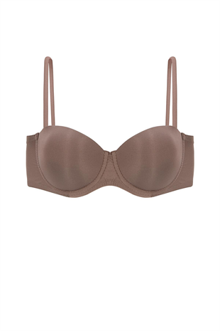 Rosali Tak-Çıkar Askılı Straplez Mikro Sütyen - Push Up, Dolgulu  - Basic - 2539 - Bronz K
