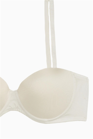 Rosali Tak-Çıkar Askılı Straplez Mikro Sütyen - Push Up, Dolgulu  - Basic - 2539 - Ekru