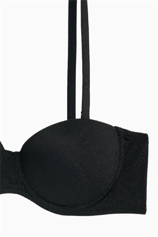 Rosali Tak-Çıkar Askılı Straplez Mikro Sütyen - Push Up, Dolgulu  - Basic - 2539 - Siyah