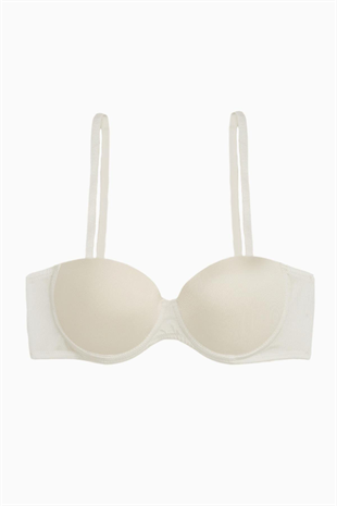Rosali Tak-Çıkar Askılı Straplez Mikro Sütyen - Push Up, Dolgulu  - Basic - 2539 - Ekru