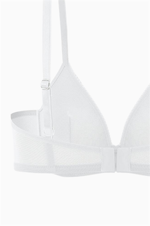 Tül Detaylı Sütyen - Dolgusuz, Kapsız - Fashion - 2565 - Ekru