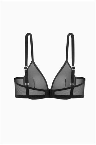 Tül Detaylı Sütyen - Dolgusuz, Kapsız - Fashion - 2565 - Siyah