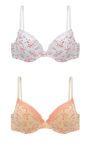 Weweus Alba Cotton Baskılı Desteksiz Maksimum Kavrama ve Kusursuz Form- 2742- Ekru Ten