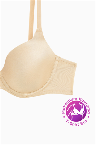 Weweus Eva - T shirt Bra Dolgusuz Maksimum Kavrama ve Kusursuz Form - Sabit Kalın Askı - Ten Rengi - 2531
