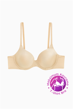 Weweus Eva - T shirt Bra Dolgusuz Maksimum Kavrama ve Kusursuz Form - Sabit Kalın Askı - Ten Rengi - 2531
