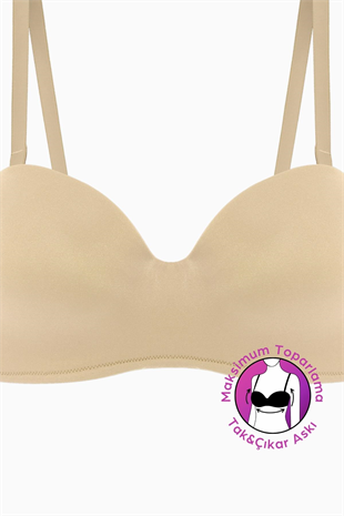 Weweus Lotus Desteksiz Bütün Cup Straplez - Ten - Tak Çıkar Askılı - Mikro Kumaş Sütyen 2560
