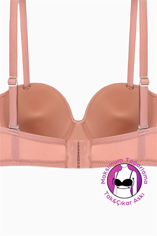Weweus Lotus Desteksiz Bütün Cup Straplez - Gül Kurusu - Tak Çıkar Askılı - Mikro Kumaş Sütyen 2560