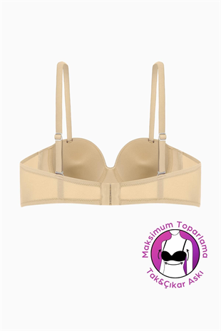 Weweus Lotus Desteksiz Bütün Cup Straplez - Ten - Tak Çıkar Askılı - Mikro Kumaş Sütyen 2560