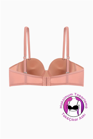 Weweus Lotus Desteksiz Bütün Cup Straplez - Gül Kurusu - Tak Çıkar Askılı - Mikro Kumaş Sütyen 2560