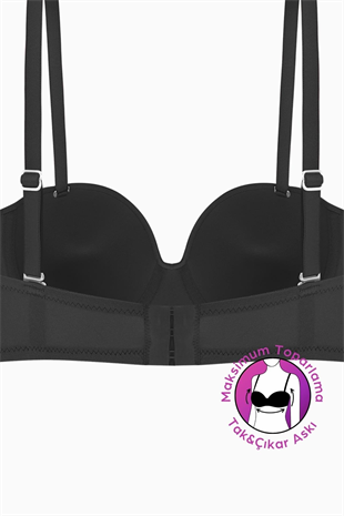 Weweus Lotus Desteksiz Bütün Cup Straplez - Siyah - Tak Çıkar Askılı - Mikro Kumaş Sütyen 2560