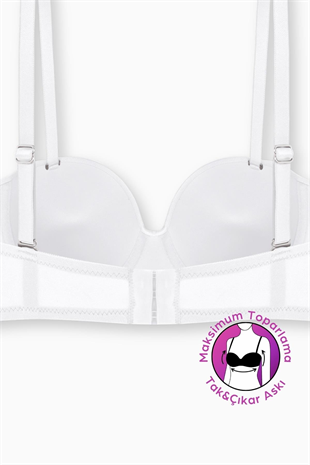 Weweus Lotus Desteksiz Bütün Cup Straplez - Ekru - Tak Çıkar Askılı - Mikro Kumaş Sütyen 2560