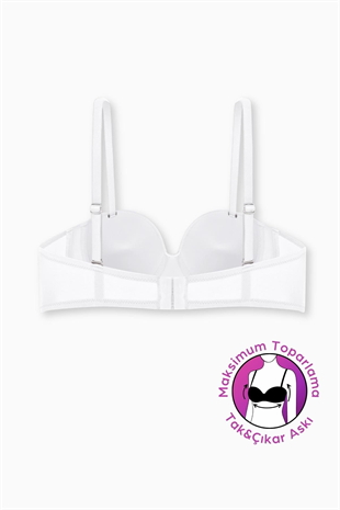 Weweus Lotus Desteksiz Bütün Cup Straplez - Ekru - Tak Çıkar Askılı - Mikro Kumaş Sütyen 2560
