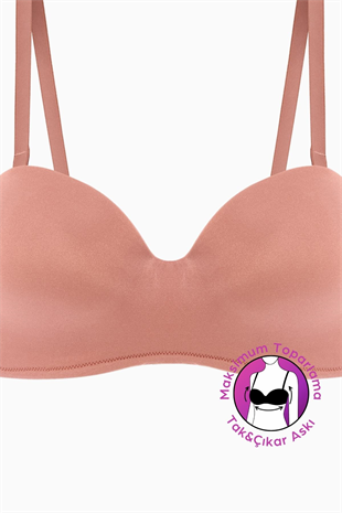 Weweus Lotus Desteksiz Bütün Cup Straplez - Gül Kurusu - Tak Çıkar Askılı - Mikro Kumaş Sütyen 2560