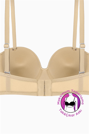 Weweus Lotus Desteksiz Bütün Cup Straplez - Ten - Tak Çıkar Askılı - Mikro Kumaş Sütyen 2560