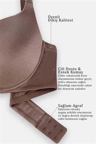 Weweus Mia - Dolgulu Push Up, Kusursuz Lifting Toparlayıcı Sütyen - Bronz Kahve - 2529