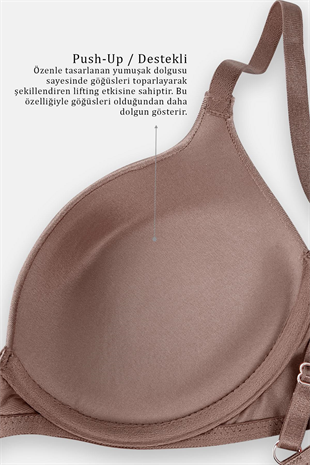 Weweus Mia - Dolgulu Push Up, Kusursuz Lifting Toparlayıcı Sütyen - Bronz Kahve - 2529