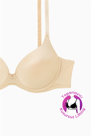 Wonna Mia - Dolgulu Push Up, Kusursuz Lifting Toparlayıcı Sütyen - Ten - 2529