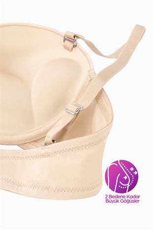 Weweus Olympos Ekstra Dolgulu Double Push Up Straplez - Ten - Mikro Sütyen - 2537