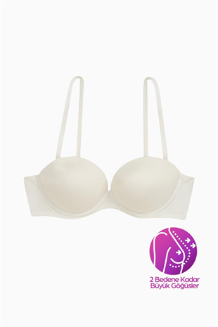Weweus Olympos Ekstra Dolgulu Double Push Up Straplez - Ekru - Mikro Sütyen - 2537