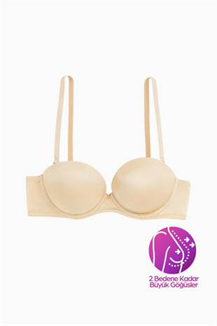 Weweus Olympos Ekstra Dolgulu Double Push Up Straplez - Ten - Mikro Sütyen - 2537