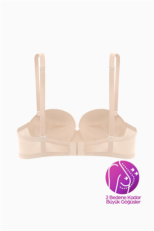 Weweus Olympos Ekstra Dolgulu Double Push Up Straplez - Ten - Mikro Sütyen - 2537
