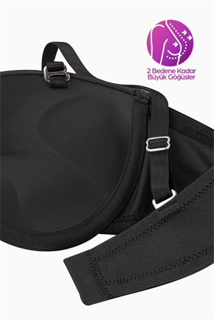 Weweus Olympos Ekstra Dolgulu Double Push Up Straplez - Siyah - Mikro Sütyen - 2537