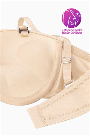 Weweus Olympos Ekstra Dolgulu Double Push Up Straplez - Ten - Mikro Sütyen - 2537