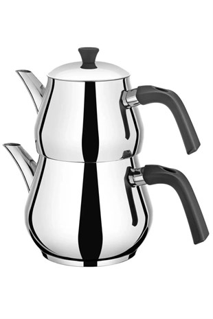 ÇetCook Damla Mini Boy Paslanmaz Çelik Çaydanlık Takımı 0.80L Üst – 1.20L Alt