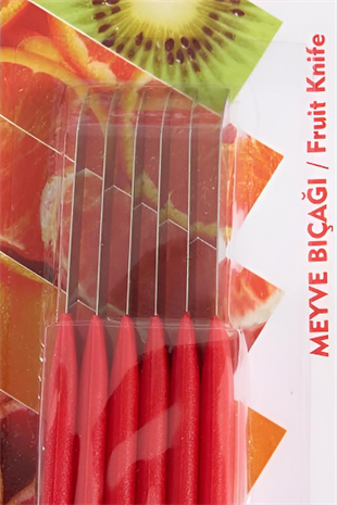 ÇetCook Kırmızı Saplı Meyve Bıçağı 6lı