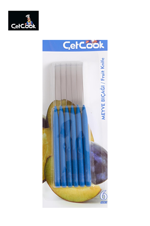 ÇetCook Mavi Saplı Meyve Bıçağı 6lı