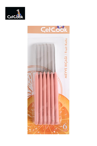 ÇetCook Pembe Saplı Meyve Bıçağı 6lı