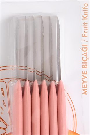 ÇetCook Pembe Saplı Meyve Bıçağı 6lı