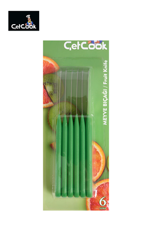 ÇetCook Yeşil Saplı Meyve Bıçağı 6lı