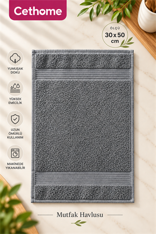 ÇetHome 30x50 Antrasit Renk Mutfak Havlusu