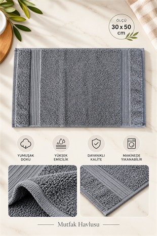 ÇetHome 30x50 Antrasit Renk Mutfak Havlusu