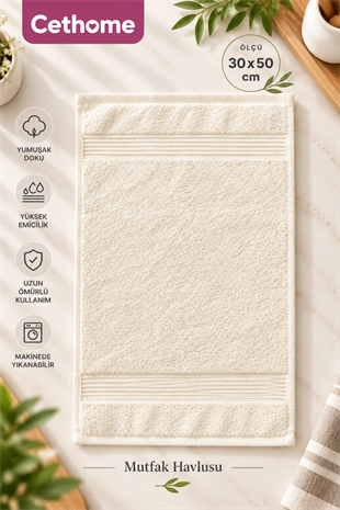 ÇetHome 30x50 Ekru Renk Mutfak Havlusu