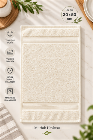 ÇetHome 30x50 Ekru Renk Mutfak Havlusu