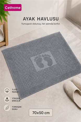 ÇetHome Açık Gri Renk Ayak Havlusu