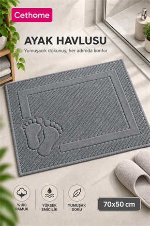 ÇetHome Antrasit Renk Ayak Havlusu