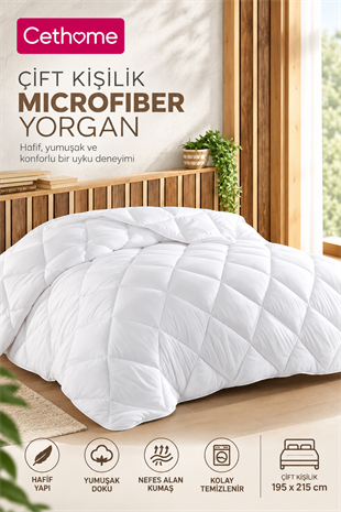 ÇetHome Beyaz Renk Çift Kişilik Yorgan 195x215