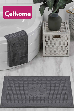 ÇetHome Gri Bej Ayak Havlusu