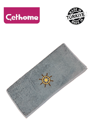 ÇetHome Gri İşlemeli El Saç Havlusu