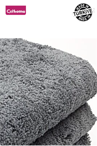 ÇetHome Gri İşlemeli El Saç Havlusu