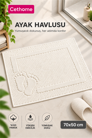 ÇetHome Krem Renk Ayak Havlusu