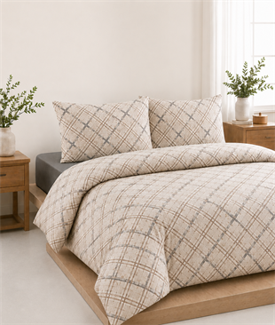 ÇetHome Pamuklu Artı Desenli Çift Kişilik Nevresim Takımı