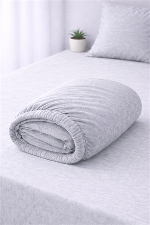 ÇetHome Pamuklu Gri Lastikli Çift Kişilik Çarşaf 160*200 cm