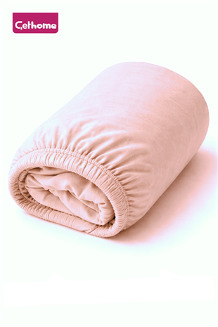 ÇetHome Pamuklu Gül Kurusu Lastikli Çift Kişilik Çarşaf 160*200 cm