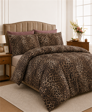 ÇetHome Pamuklu Leopar Desenli Çift Kişilik Nevresim Takımı